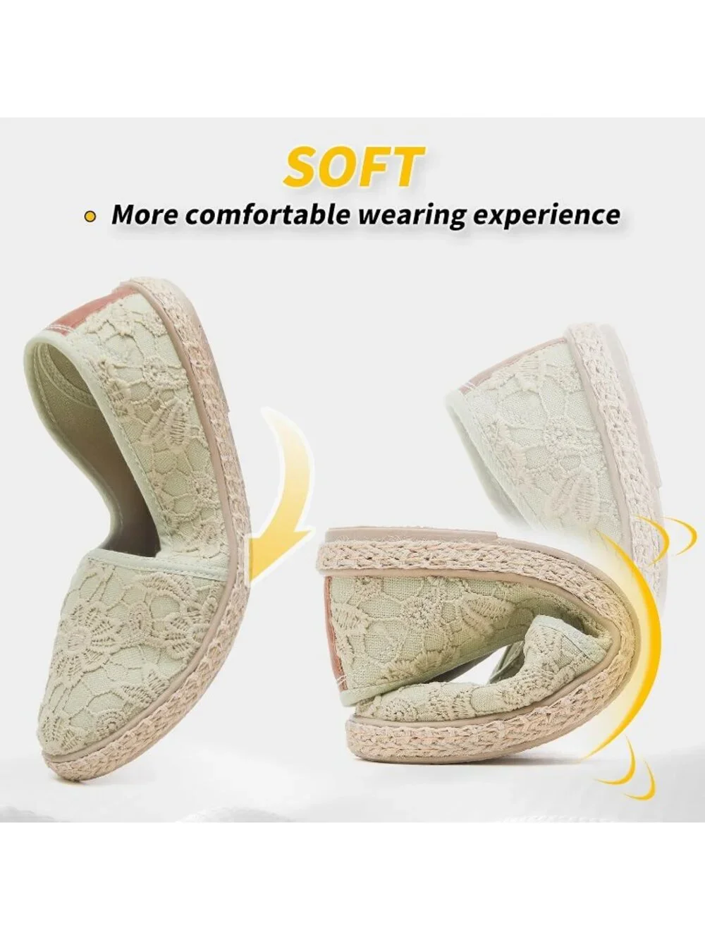 Women's Green Rubber Flower Embroidered Comfortable Round Toe Casual Ballet Flat